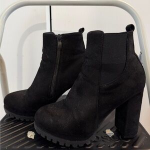 2016 Black Suede Platform Ankle Boots